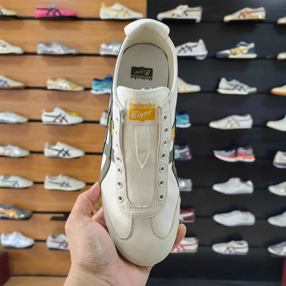 Onitsuka Tiger Mexico 66 Slip On Cream Spinach Green Yellow For Mens