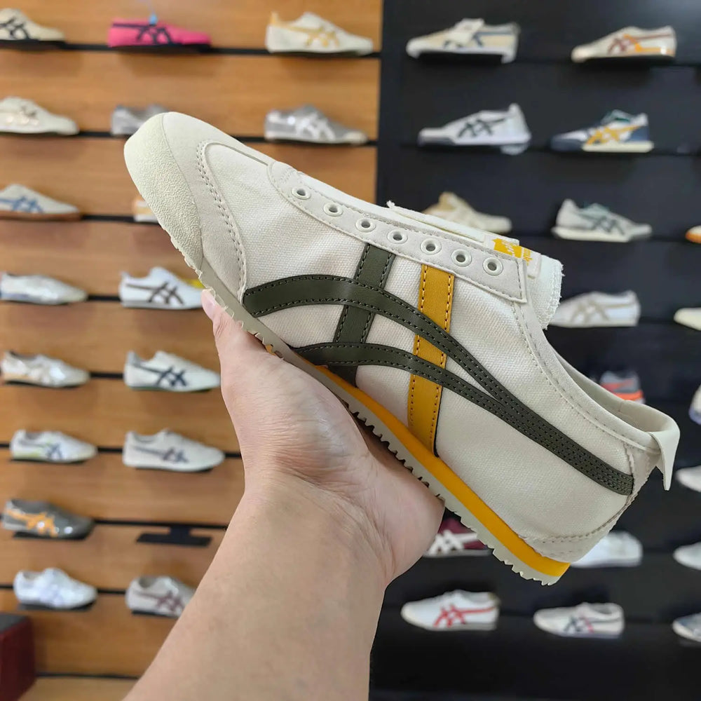 Onitsuka Tiger Mexico 66 Slip On Cream Spinach Green Yellow For Mens