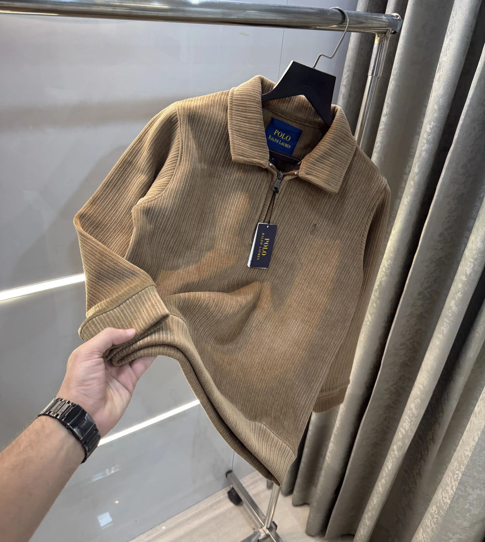 Ralph Lauren Brown Cord Imported Pull Sweatshirt