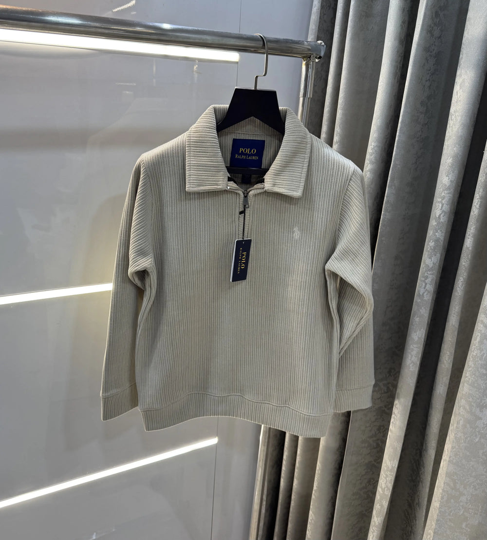 Ralph Lauren Beige Cord Imported Pull Sweatshirt