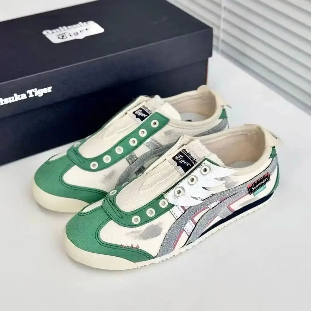 Onitsuka Tiger Mexico 66 x Panda Prank Slip On White Green With Accessories