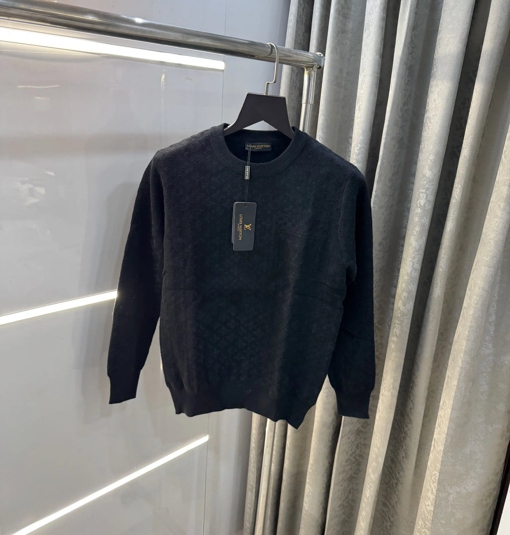 Louis Vuitton Black Logo Work Imported Pull Over