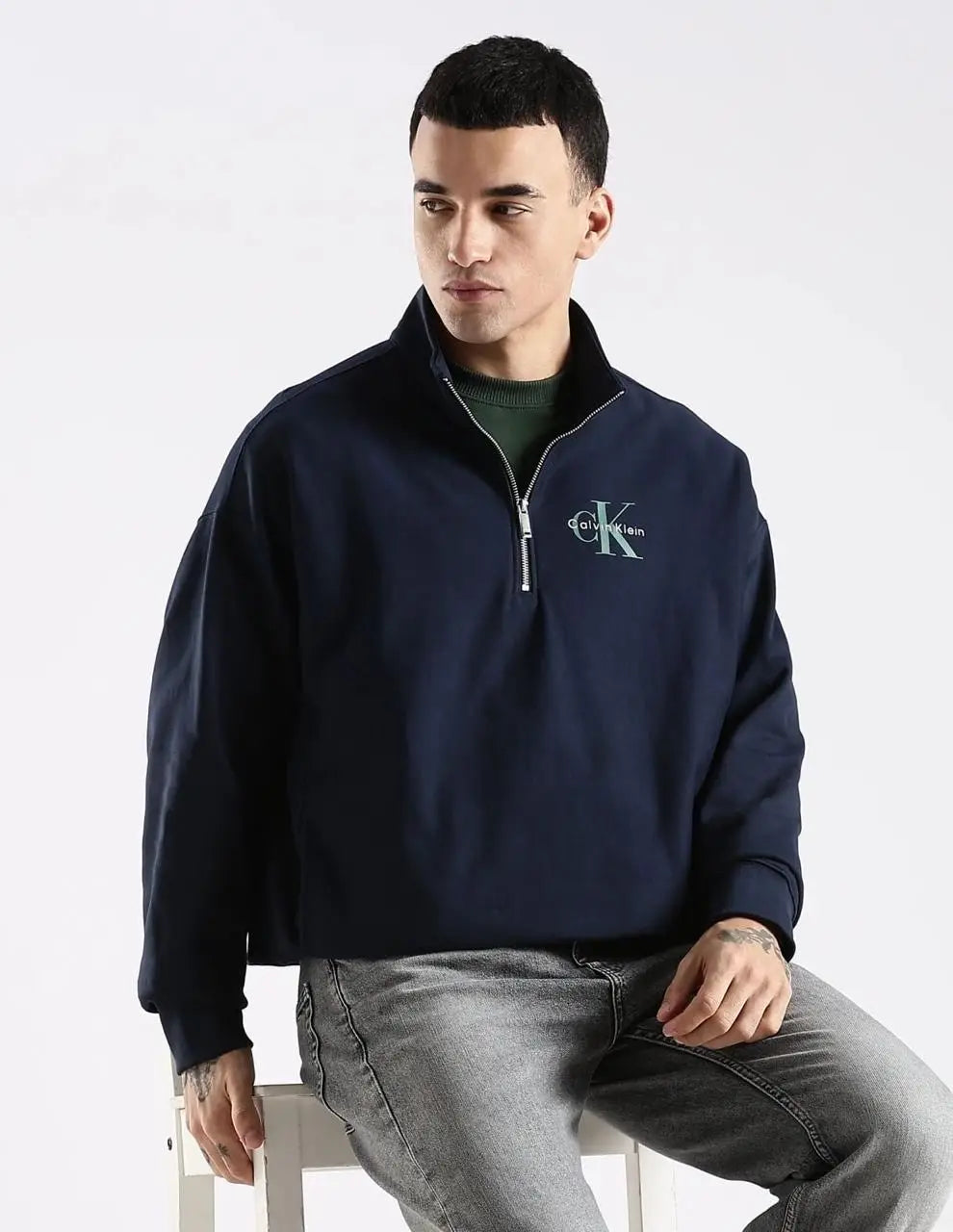 Calvin Klein Navy Blue Zip Premium Sweatshirt