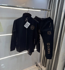 LOeW3 Black Embroidery Logo Imported Tracksuit