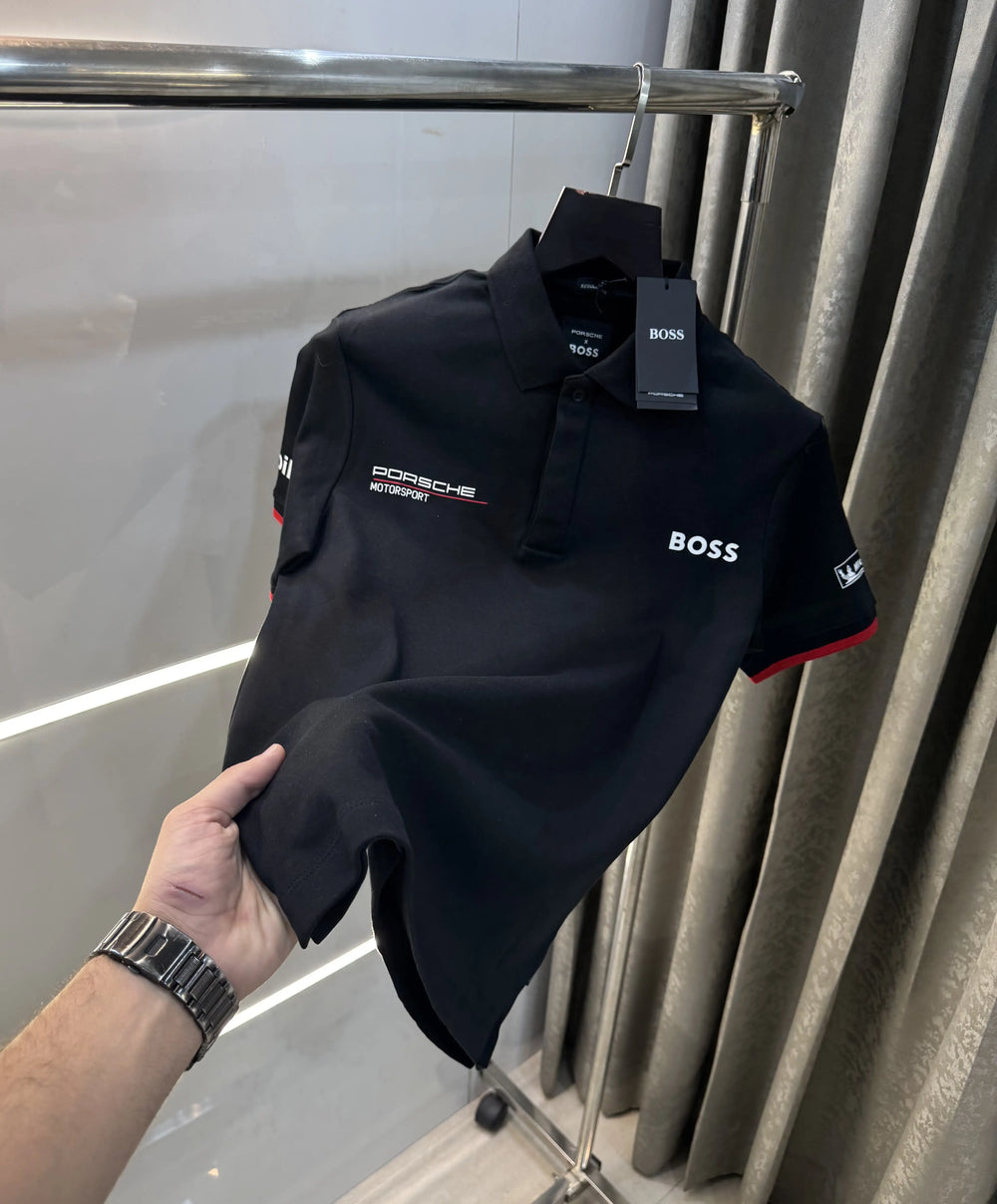 Hug o Bos s Black Porche Edition Premium Polo T-shirt