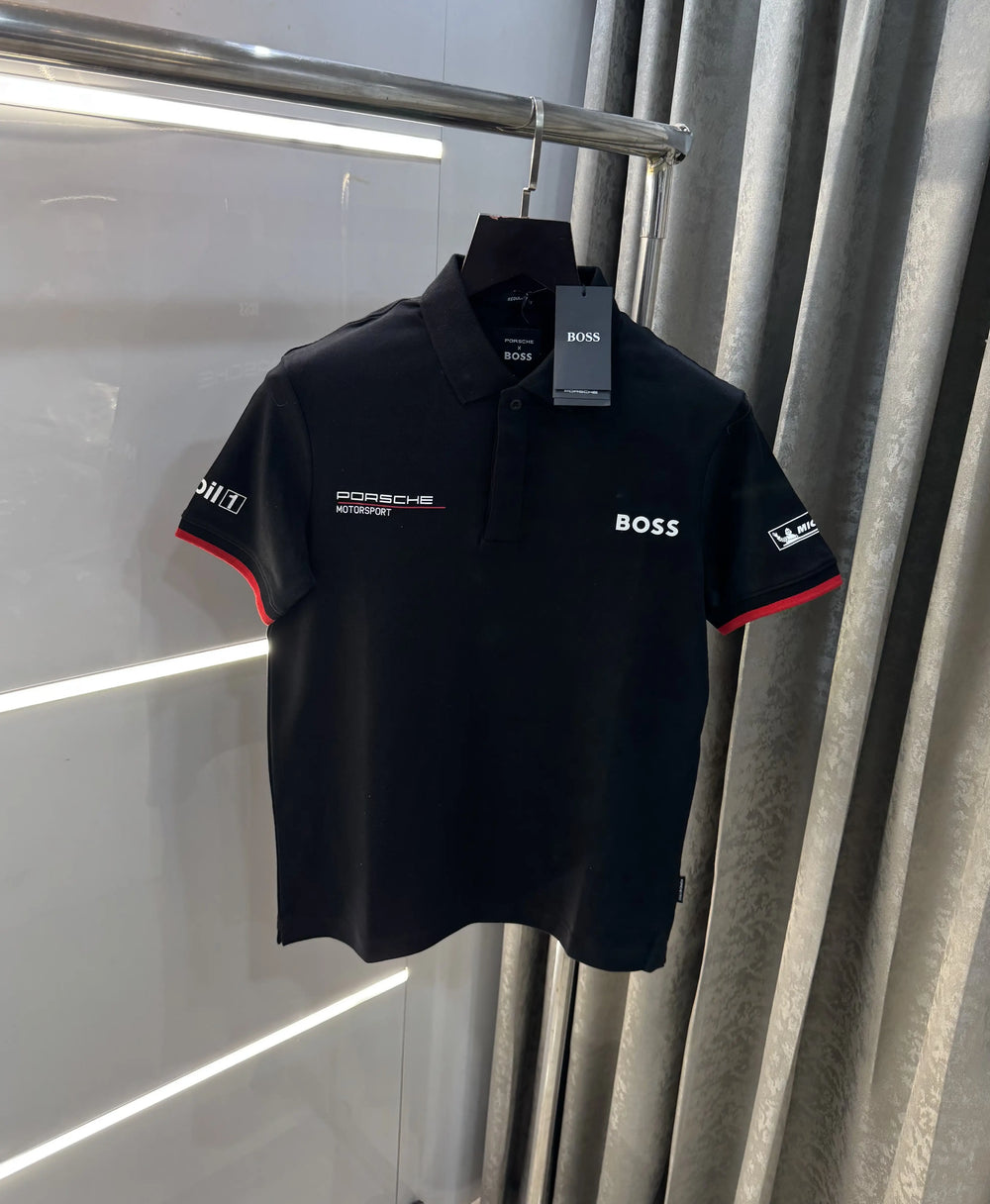Hug o Bos s Black Porche Edition Premium Polo T-shirt