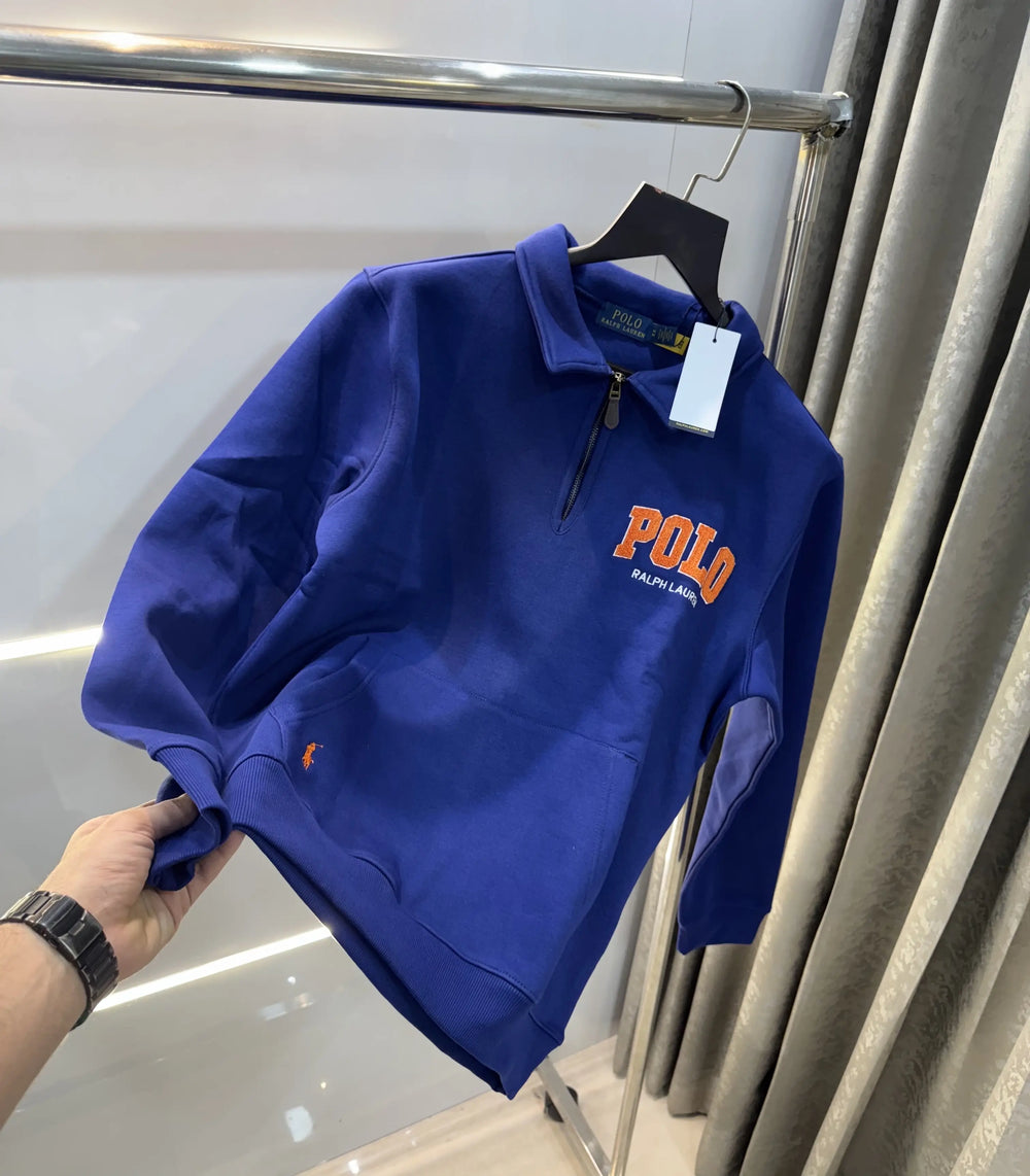 Ralph Lauren Blue Embroidery Logo Imported Sweatshirt