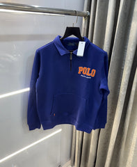 Ralph Lauren Blue Embroidery Logo Imported Sweatshirt