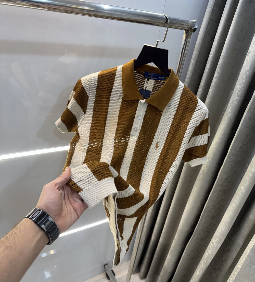 Ralph Lauren Brown Premium Knitted Polo T-Shirt
