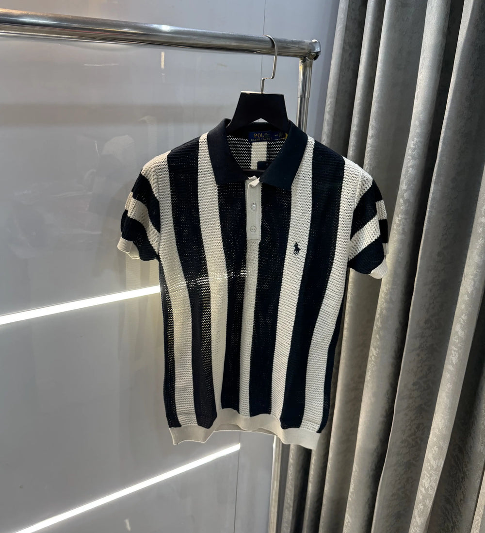 Ralph Lauren Black Premium Knitted Polo T-Shirt