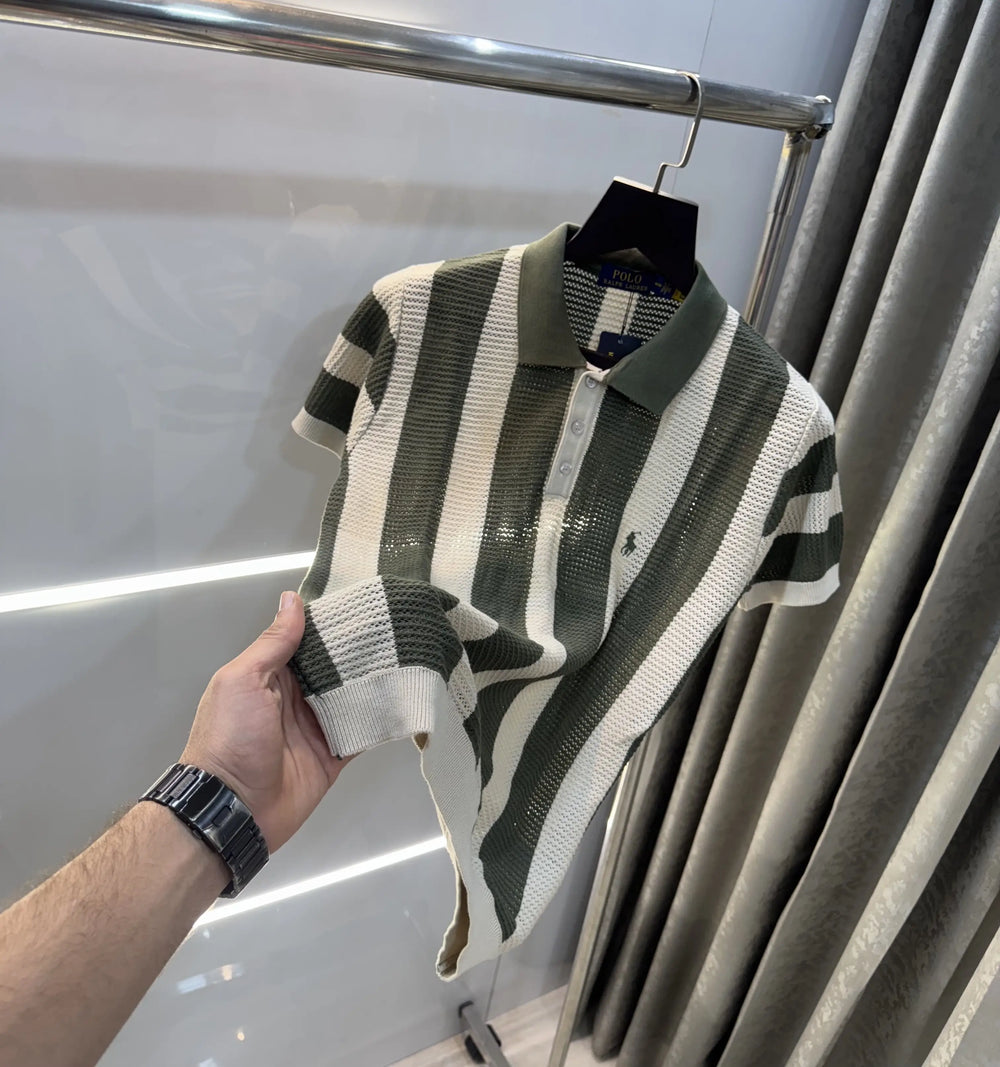 Ralph Lauren Olive Green Premium Knitted Polo T-Shirt