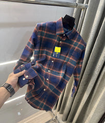 Ralph Lauren Navy Blue Brushing Checks Premium Shirt