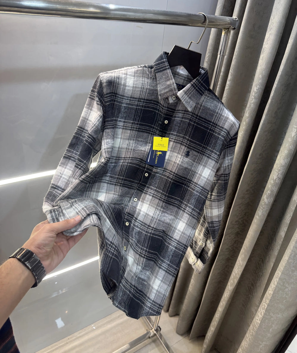 Ralph Lauren Grey Black Brushing Checks Premium Shirt