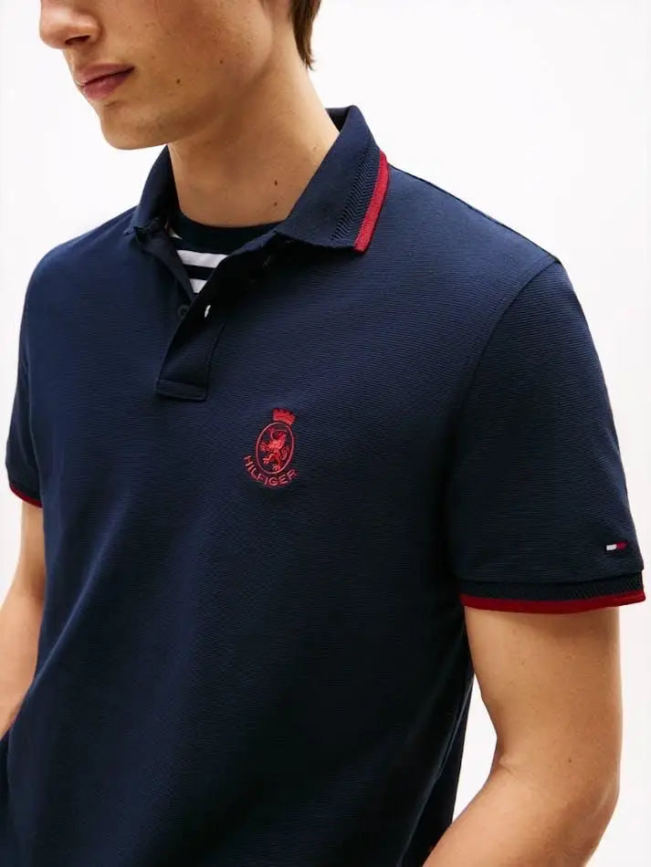 Tomm y Hilfige r Navy Blue Logo Work Premium Polo T-Shirt
