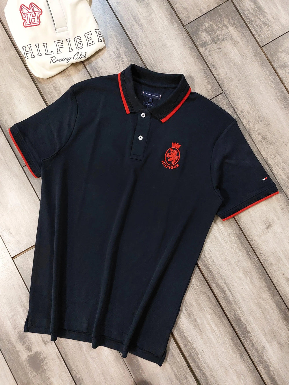 Tomm y Hilfige r Navy Blue Logo Work Premium Polo T-Shirt