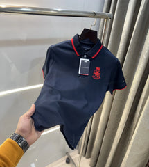 Tomm y Hilfige r Navy Blue Logo Work Premium Polo T-Shirt