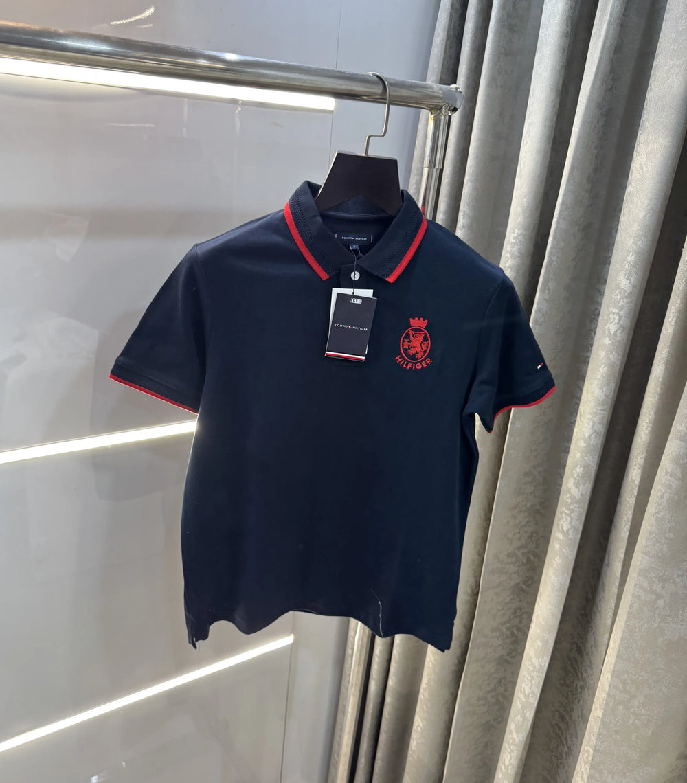 Tomm y Hilfige r Navy Blue Logo Work Premium Polo T-Shirt