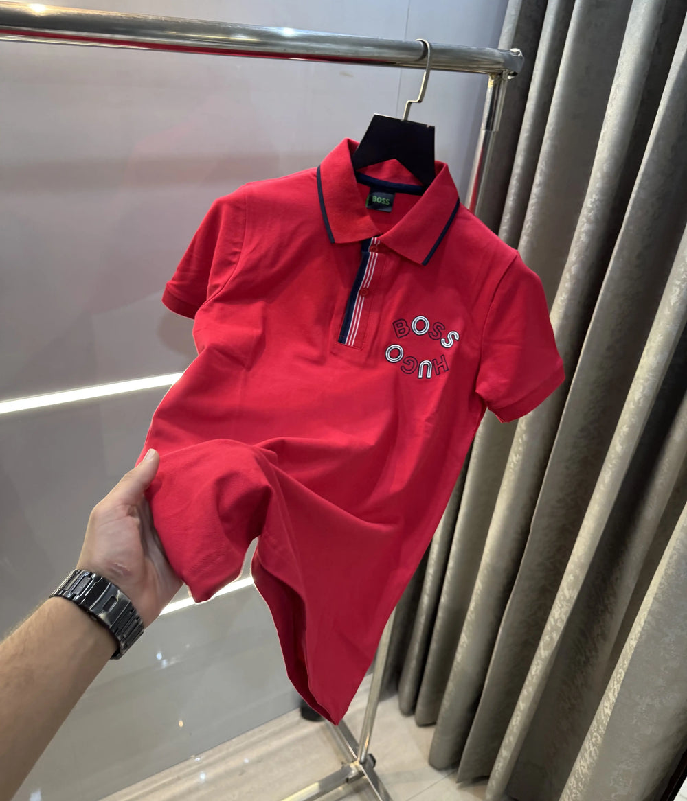 Hugo Bo-$s Red Logo Work Premium Polo T-Shirt