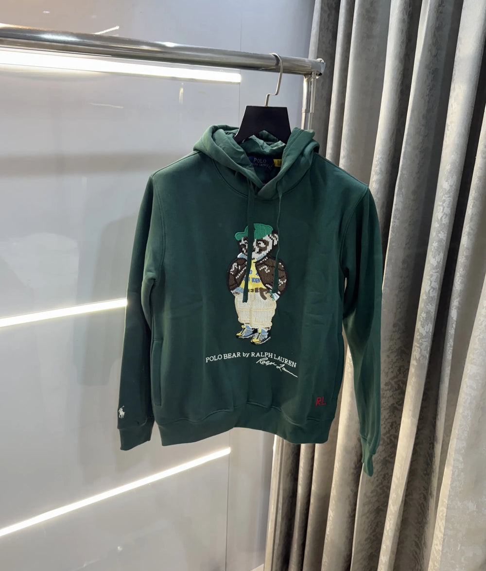 Ralph Lauren Olive Green Teddy Edition Embroidery Logo Imported Hoodie