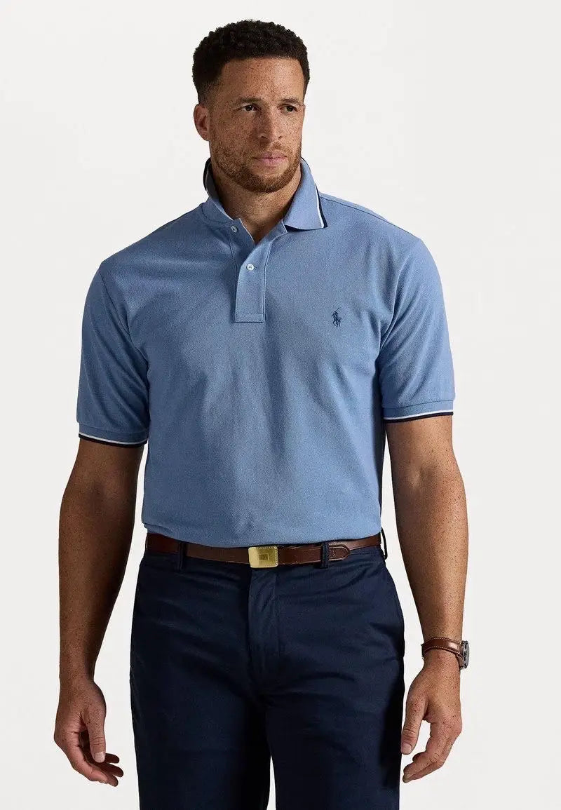 Ralph Lauren Sky Blue Embroidery Logo Premium Polo T-Shirt