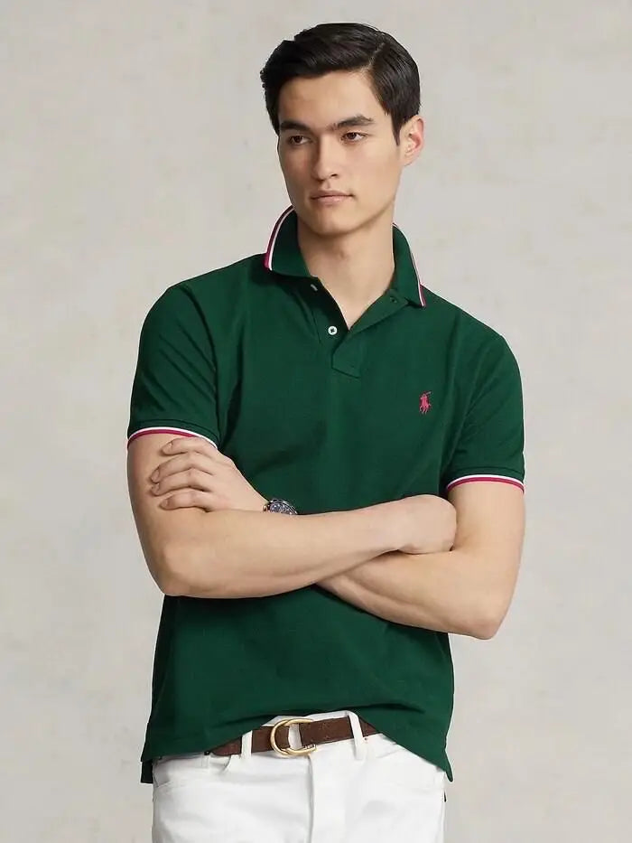 Ralph Lauren Green Embroidery Logo Premium Polo T-Shirt