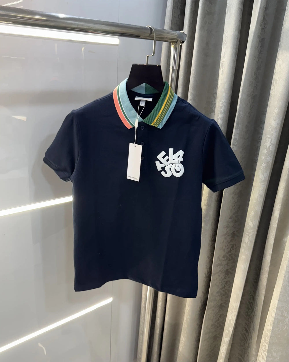 Lacost e Navy Blue Embroidery Logo Premium Polo T-Shirt