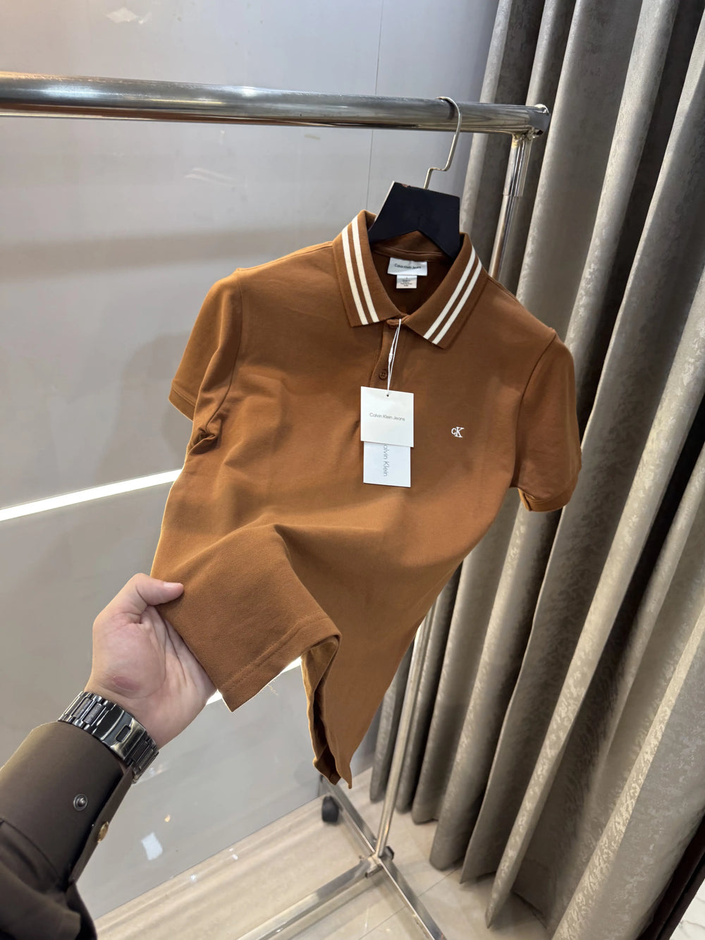 Calvin Klein Brown Embroidery Logo Premium Polo T-Shirt