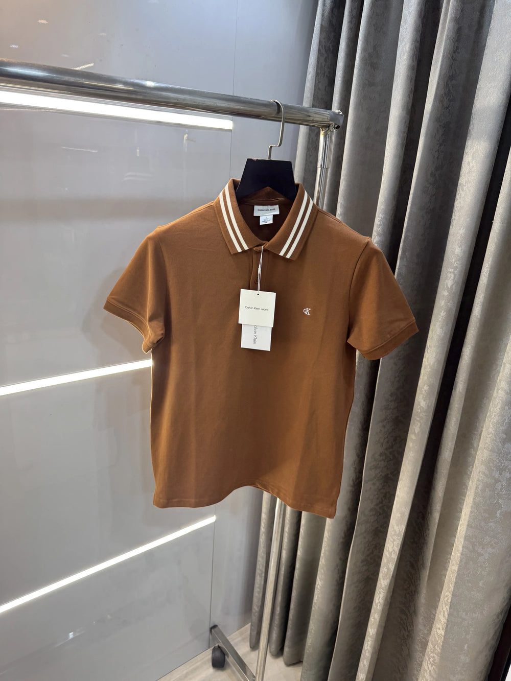 Calvin Klein Brown Embroidery Logo Premium Polo T-Shirt
