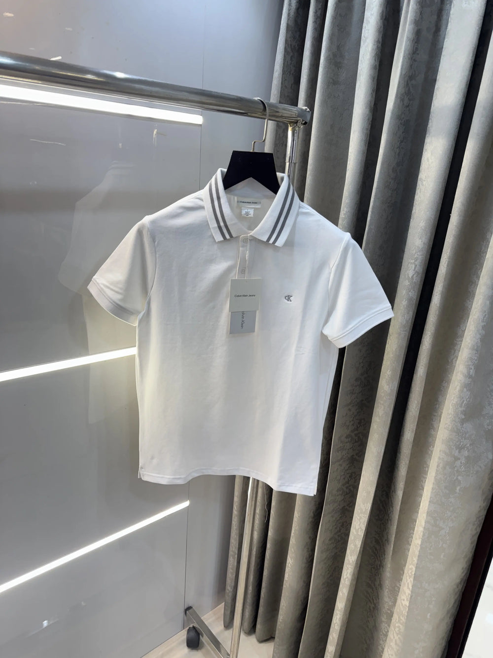 Calvin Klein WhiteEmbroidery Logo Premium Polo T-Shirt