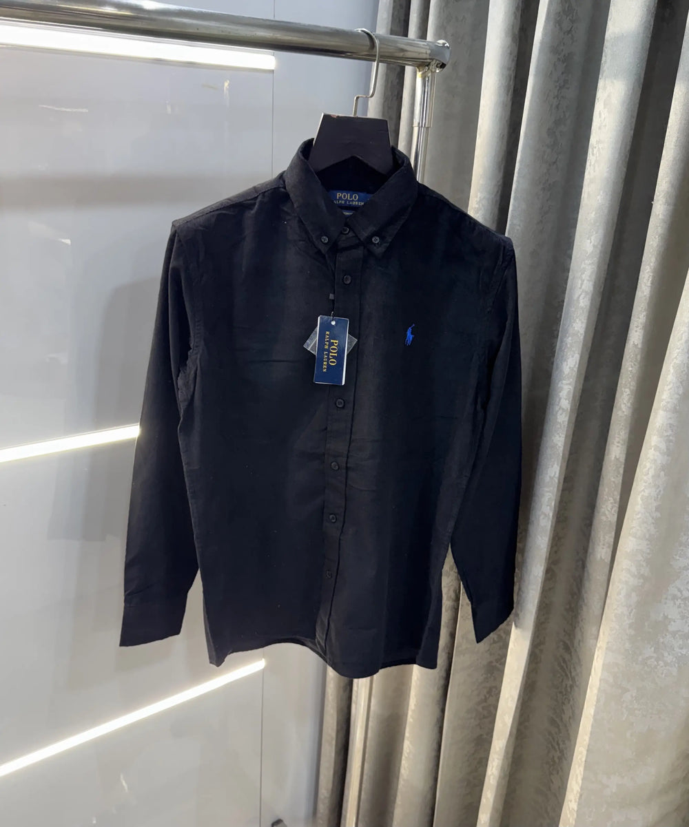 Ralph Lauren Black Embroidry Logo Premium Cord Shirt