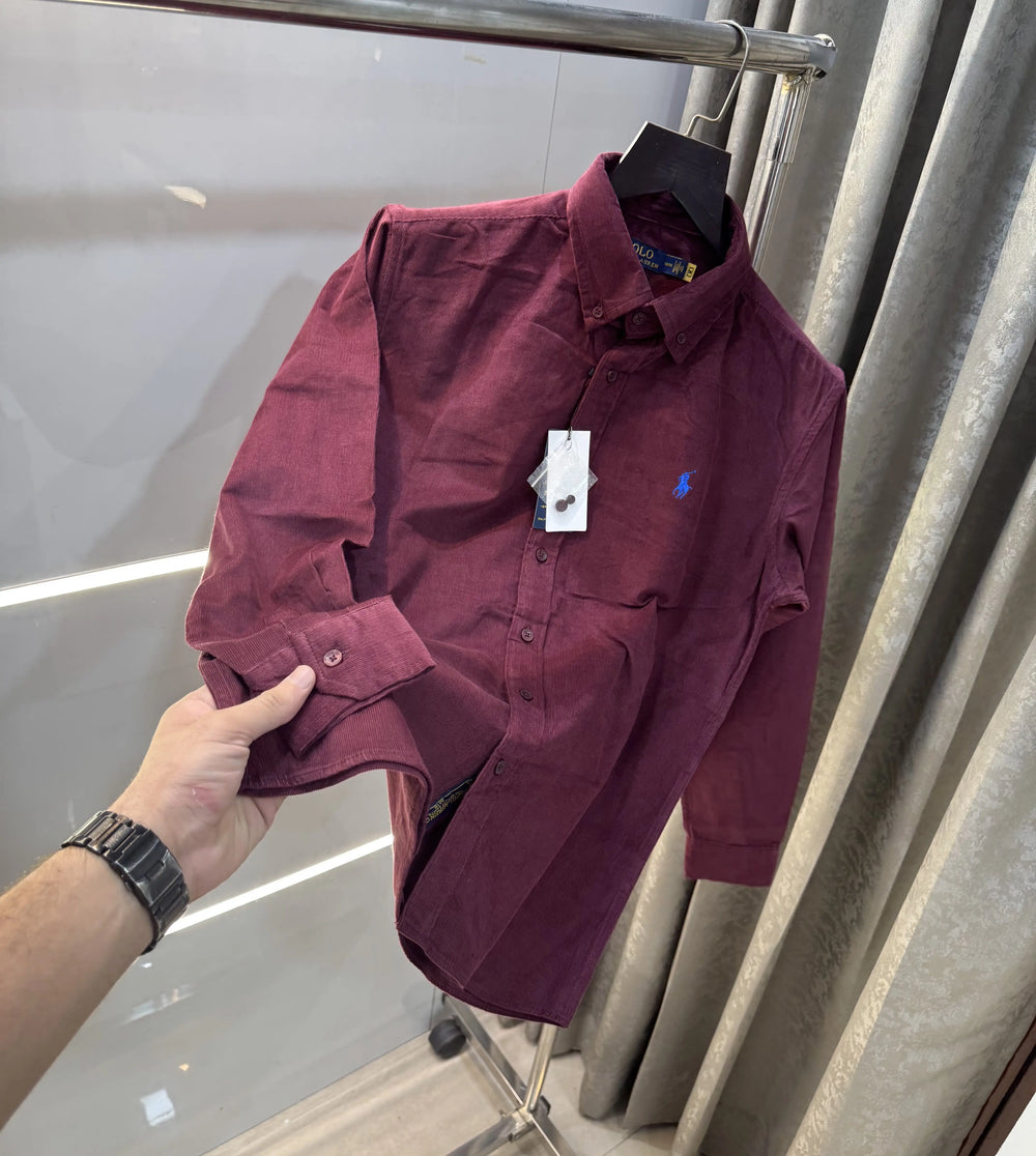 Ralph Lauren Wine Embroidry Logo Premium Shirt