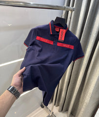 Hugo Boss Navy Blue Logo Work Premium Polo T-Shirt