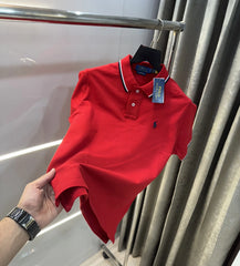 Ralph Lauren Red Embroidery Logo Premium Polo T-Shirt