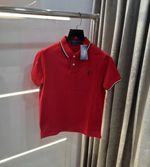 Ralph Lauren Red Embroidery Logo Premium Polo T-Shirt