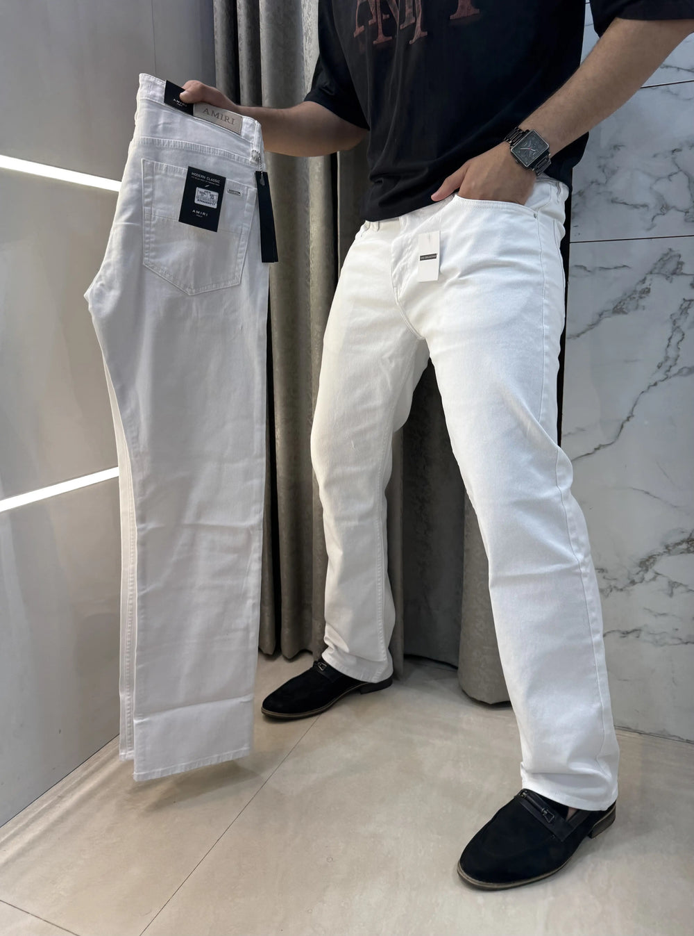 Amiri White Imported Premium Straight Fit Denin