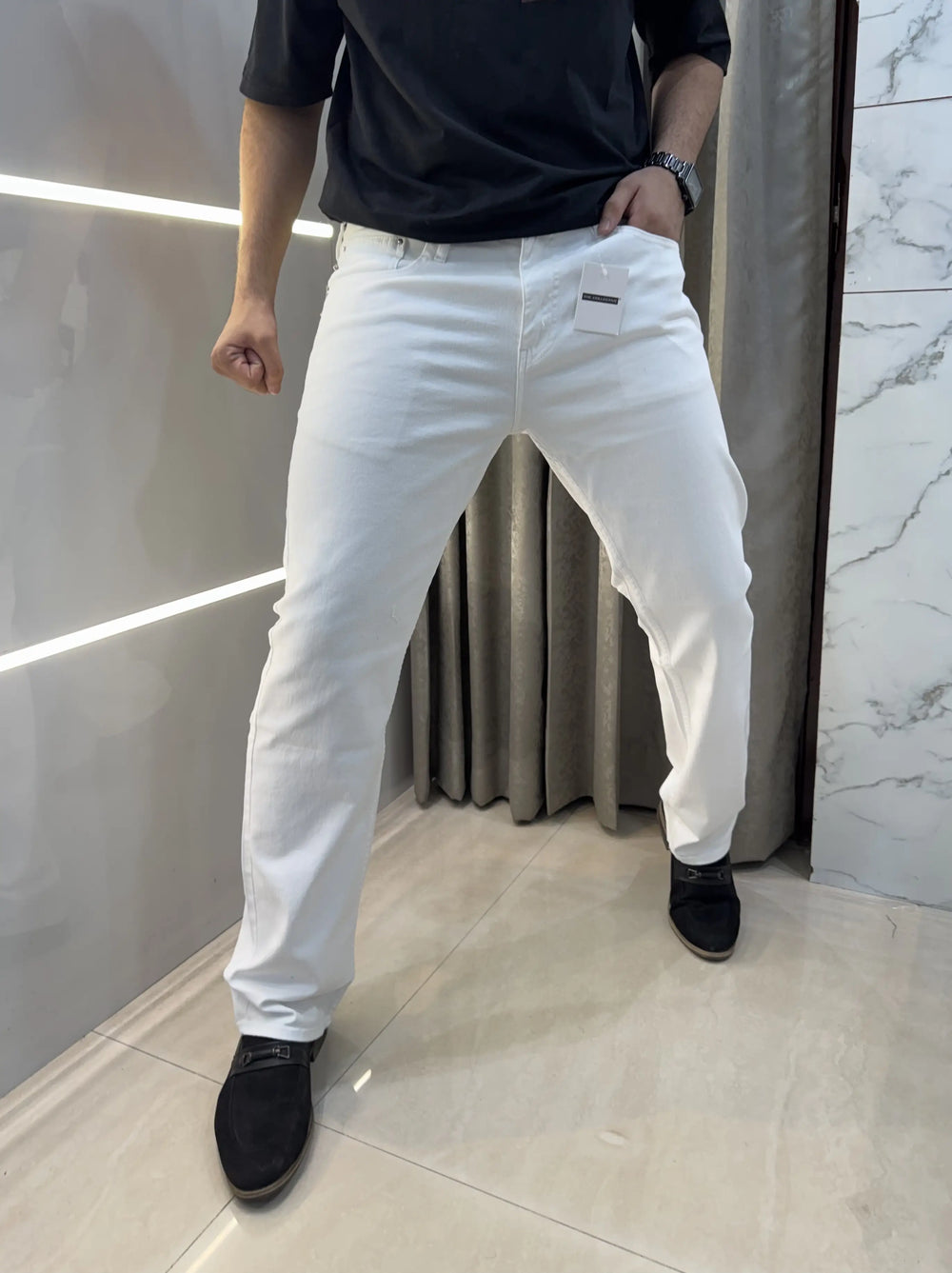 Amiri White Imported Premium Straight Fit Denin