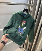 Ralph Lauren Bottle Green Teddy Edition Embroidery Logo Imported Hoodie