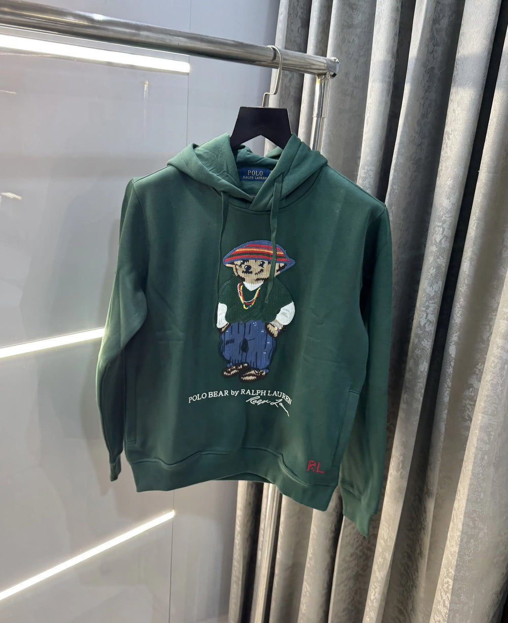 Ralph Lauren Bottle Green Teddy Edition Embroidery Logo Imported Hoodie