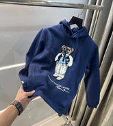 Ralph Lauren Navy Blue Teddy Edition Embroidery Logo Imported Hoodie