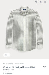 Ralph Lauren Green Stripes Premium Linen Shirt