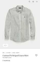 Ralph Lauren Green Stripes Premium Linen Shirt