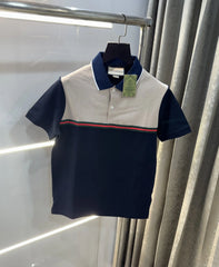 Gucc i Navy Blue Logo Work Imported Polo T-Shirt