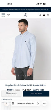 Brooks Brother Sky Blue Oxford Premium Shirt