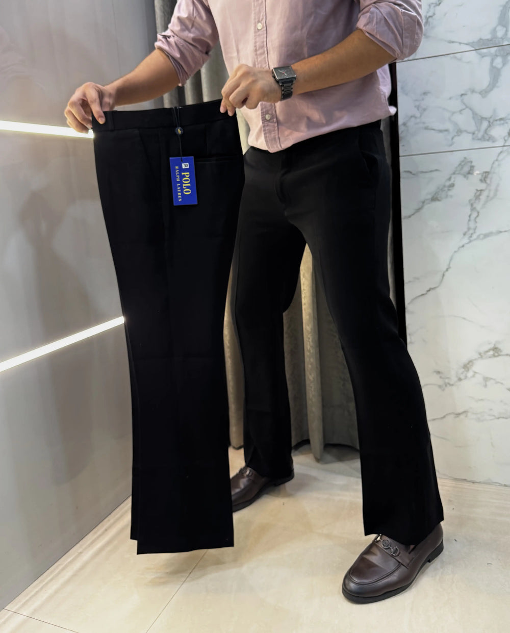 Ralp h Lauren Jet Black Imported Boot Cut Trouser
