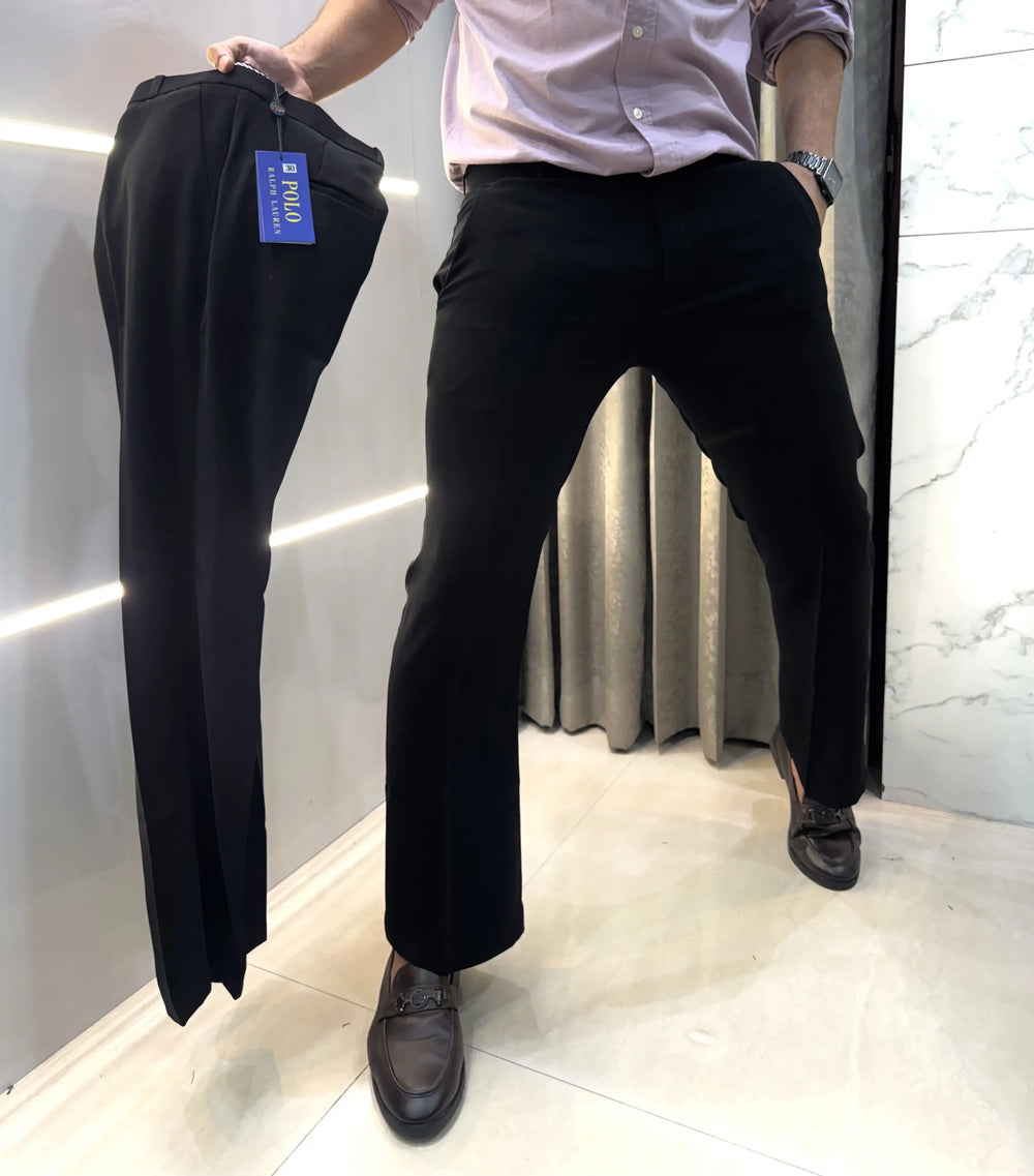 Ralp h Lauren Jet Black Imported Boot Cut Trouser