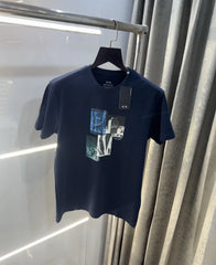 Arman i Exchange Navy Blue Logo Print Imported T-Shirt