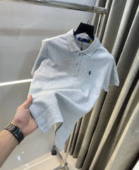 Ralph Lauren Grey Embroidery Logo Knitted Polo T-shirt