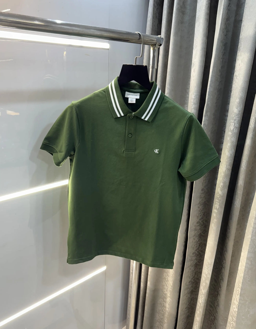 Calvin Klein Olive Embroidery Logo Premium Polo T-Shirt