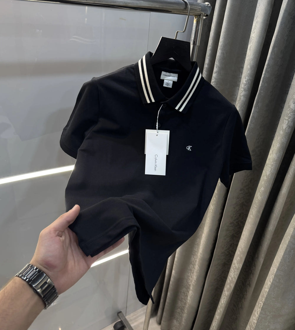 Calvin Klein Black Embroidery Logo Premium Polo T-Shirt