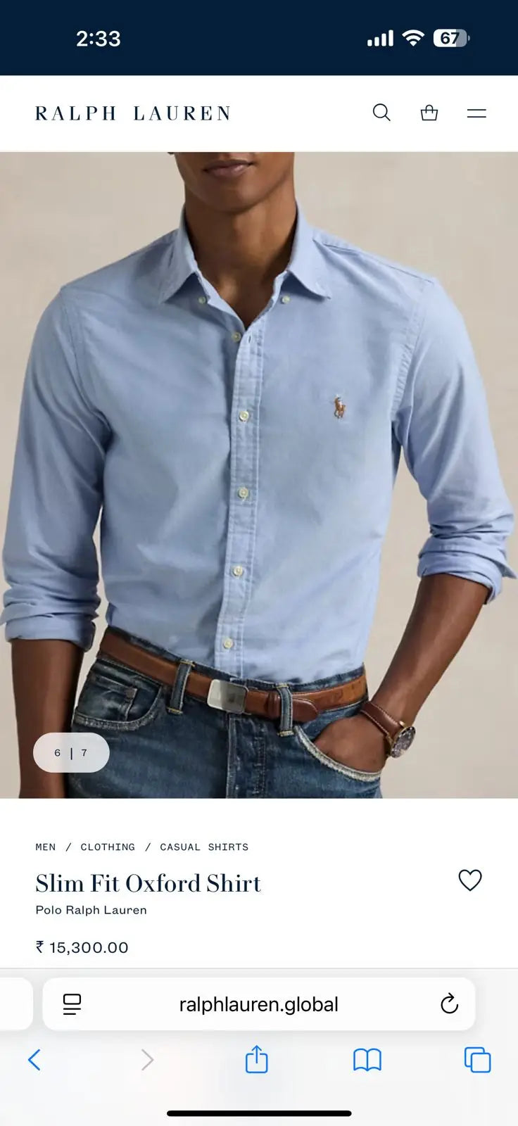 Ralph Lauren Sky Blue Embroidery Logo Classic Shirt